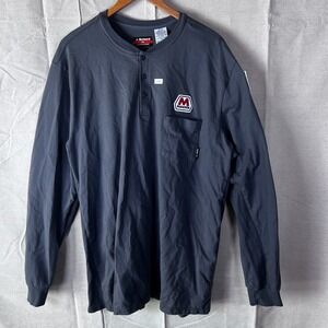Bulwark FR Flame Resistant Henley Shirt XXL Marathon Oil Reflective Navy SEL2CH2